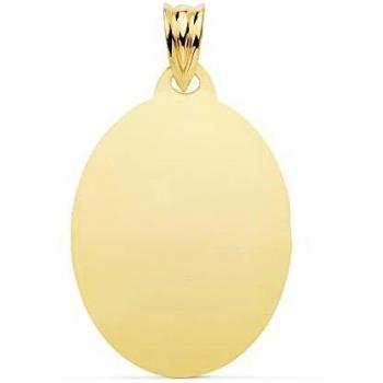Colgante oro 18 quilates unisex 26mm chapa ovalada lisa brillo