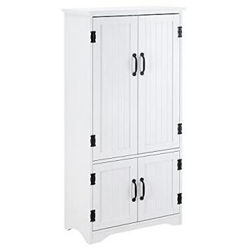HOMCOM Elegant Floor Storage Cabinet with 2 Large Doors, White Finish