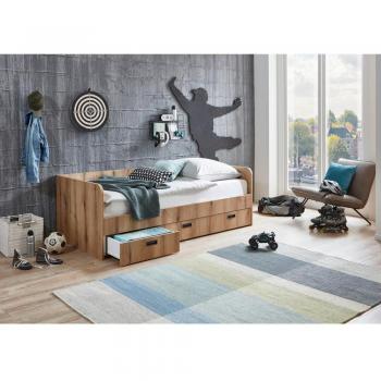 Funktionsbett Bianca 90/180 x 200 cm ausziehbar, 3 Schubladen, Ausf. Eiche Artisan Dekor