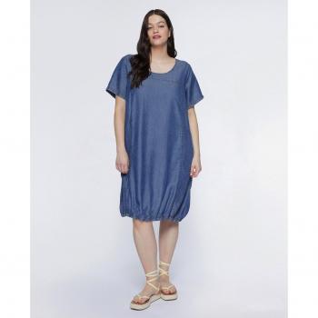 Fiorella Rubino Glamour en Tencel: Vestido Globo de Manga Corta