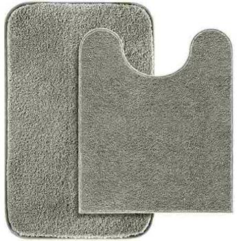 VANZAVANZU Non Slip Bath Mat Set 2 Piece Thickened Bathroom Mat Set Absorbent Ultra Soft Bath and Pedestal Toilet Mat Set Fluffy Microfiber Toilet Rug