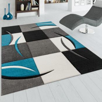 Tapis Artistique Découpé Turquoise Noir Crème 300x400 cm