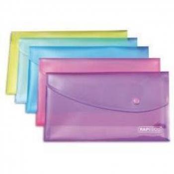 Rapesco Bright Transparent Popper Wallet DL Assorted Pack of 5
