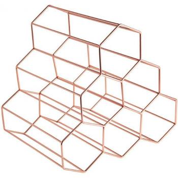 Étagère à vin en nid d'abeille, design doré, 6 bouteilles