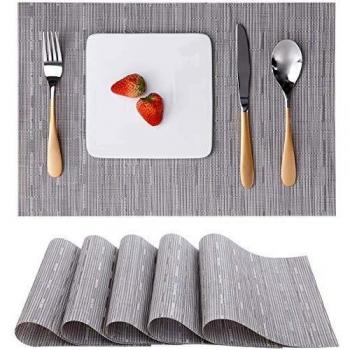Myir JUN Lot de 6 Sets de Table, Tissé Lavable Napperons pour Cuisine ou pour Table à Manger Résiste à la Chaleur Antidé