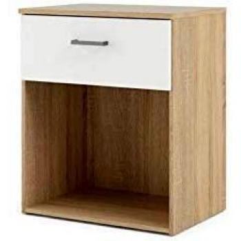Comodino 1 Cassetto Bianco/Rovere