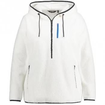 Ulla Popken Damen‑Sweatshirt Fleece, Blau, 50/52, Zipptaschen