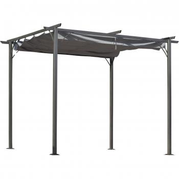 Outsunny 3x3 Metal Pergola Gazebo Awning Retractable Canopy Outdoor Garden Sun Shade Shelter Marquee Party BBQ Grey