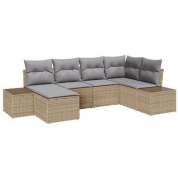 VidaXL Outdoor Lounge Sofa Set – 6 Teile, Beiges & Hellgraues Rattan mit Kissen