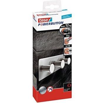 Tesa Stainless Steel Powerbutton Triple Hook