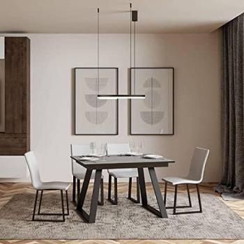 BernaDétente: Table rectangulaire extensible, bois marron avec effet béton – 6 sièges