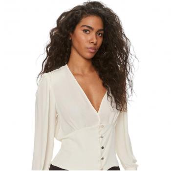Liu Jo Bluse CA4044 TS055 Écru für Damen Regular Fit 40