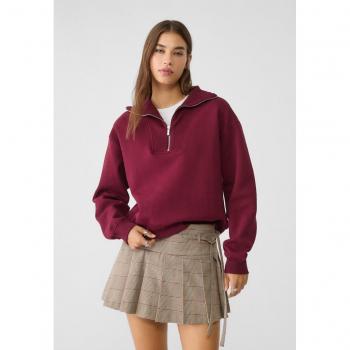 Stradivarius Pullover mit Reißverschluss Granatrot S