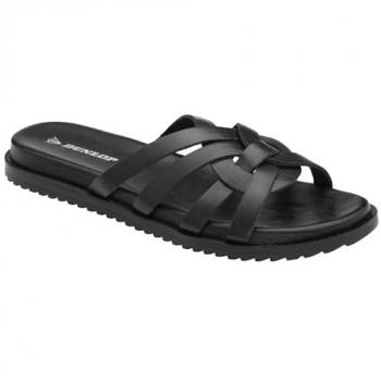 Dunlop Sandales mules à brides en cuir noir