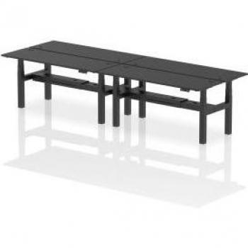 Dynamic Air Back-to-Back W1800 x D600mm Height Adjustable Sit Stand 4 Person Bench Desk With Cable Ports Black Finish Black Frame