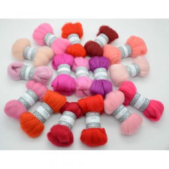 DIY Needle Felting 66s Wool Tops Roving Red Pink Funny Honey Color Series 5g/16pcs
