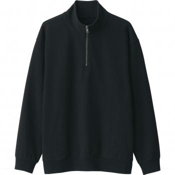 MUJI Herren Pullover mit Halbzip schwarz