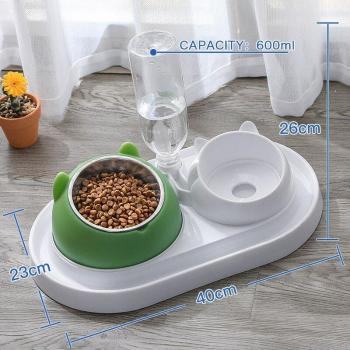 Stainless Steel Dual Pet Bowl with Water Dispenser