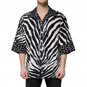 Black & White Zebra Oversized Dress Shirt – XL