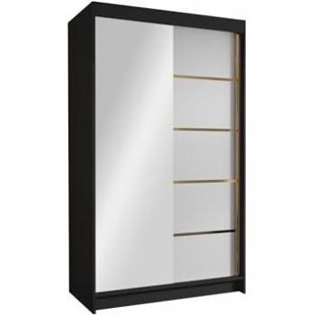 Armadio Atlanta 196 – Spazio 200x100x58 cm, bianco e nero, ante scorrevoli