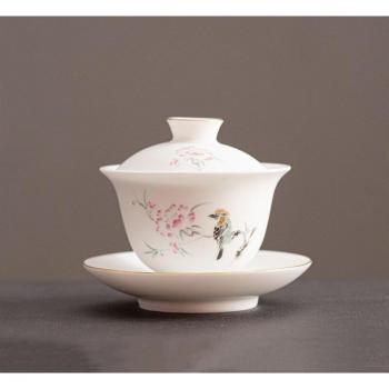 Handgemalte Teetasse Gaiwan mit Blumen