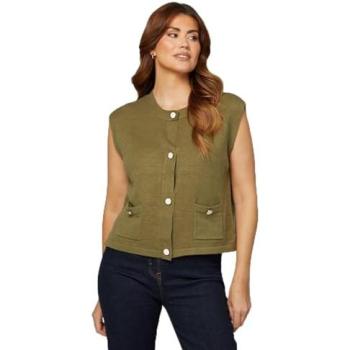 Wallis Women's Khaki Buttoned Knit Tank XL Size