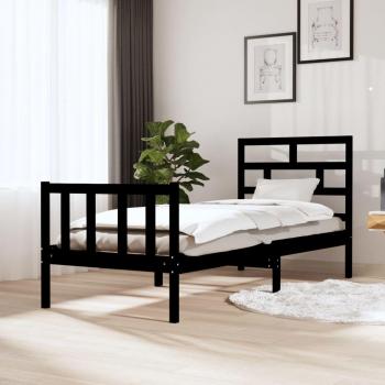 Black Solid Wood Pine Bed Frame 75x190 cm Small Single vidaXL