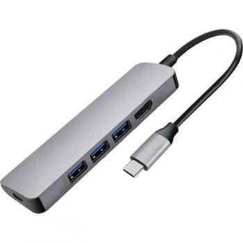 USC Hub a HDMI 4K con 3 USB 3.0 y carga rápida, carcasa de aluminio