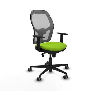 Silla Jorquera Sincro con Malla Gris Similpiel Pistacho, 1D, Nailon y Rueda Engomada 65 mm