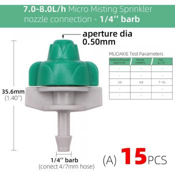 RBCFHI 15 Stück 7-8L/h Sprinklerköpfe für feine Bewässerung