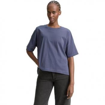 Tom Tailor Damen-Top Oversize – Baumwolle, Uni-Blau, XL