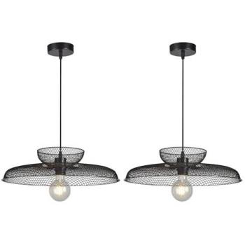 Two‑Piece Cassidy Black Mesh Ceiling Pendant Duo