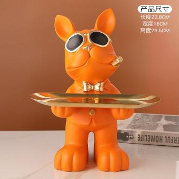 Französische Bulldogge Kunstharz Statue Schmuckhalter Tischdeko