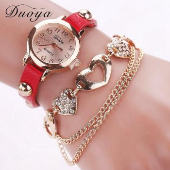 Duoya Damen Armbinde Uhr mit Herzmotiv