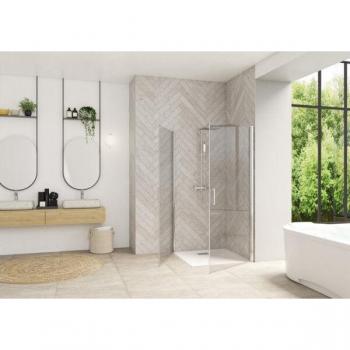 Mueble de ducha minimalista con espejo de vidrio, 95 cm, estilo cromado