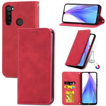 Étui de protection rouge pour Xiaomi Redmi Note 8 avec fermeture magnétique