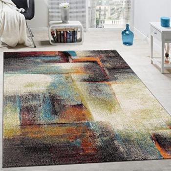 Tappeto Design a Quadri 200x290 cm Beige Marrone Grigio