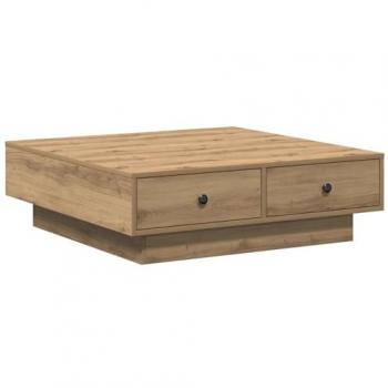 Table Basse en Bois d’Ingénierie Vidaxl – Chêne Artisanat 90×90×28 cm, Rangement