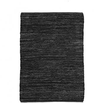 Alfombra de piel trenzada 160 x 230 cm color negro para salón o habitación