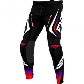 Pantalon de motocross FXR Clutch Pro 2025 Noir Blanc Rouge Pourpre Taille 36