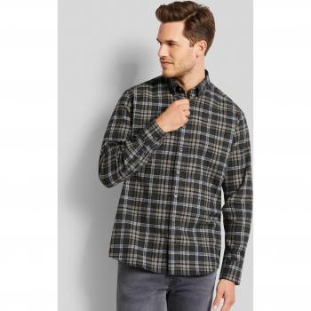 BUGATTI Herren Flanellhemd aus reiner Baumwolle in Dunkelgrau, Gr. 3XL