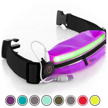 Sport2People Reflective Running Belt Pouch with USB Rechargeable Light
