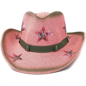 Gorro De Paja Rosa Para Exteriores
