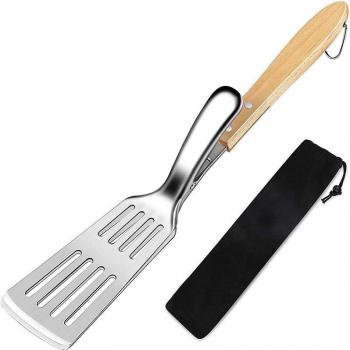 Pinzas de Barbacoa con Diseño 2 en 1 y Mango de Madera