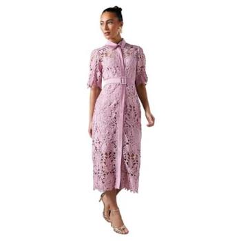 Coastline Lilac Lace Shirt Dress Short Sleeve