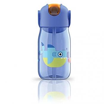 Blauwe Shark Flip Beker voor Kinderen (415 ml) met Rietje