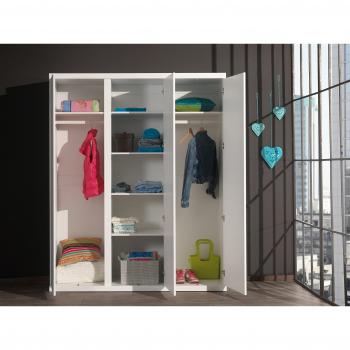 Chambre enfant LARA 4 pièces bois laqué blanc 90x200 cm
