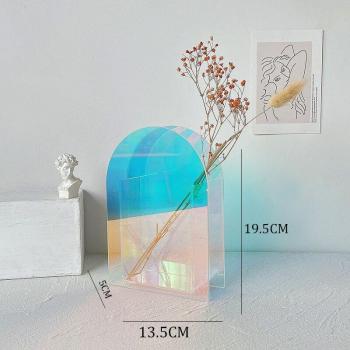 Pink Blue Contrast Color Transparent Vase