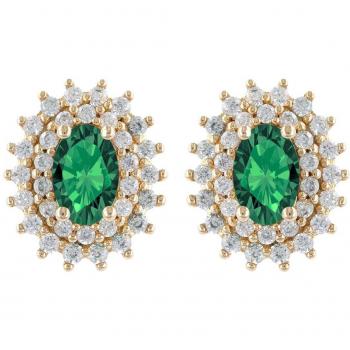 Boucles Victorina en plaqué or avec accents verts et blancs