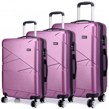 Kono Lightweight Hardshell Spinner Luggage Set 3 Piece (20+24+28, Purple)